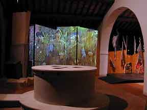 The multimedia sink and a projection screen in the background