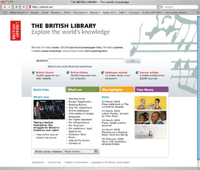 British Library homepage