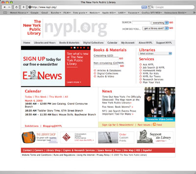 New York Public Library homepage