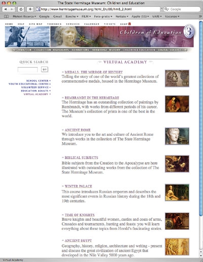 Hermitage – Virtual Academy homepage