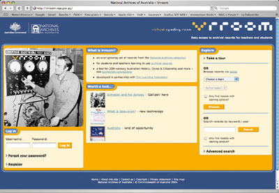 National Archives of Australia – Virtual Room homepage