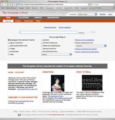 The European Library homepage