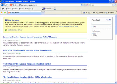 Esempio di un feed RSS, dall’UK’s 24-hour Museum