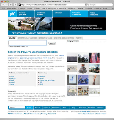 Powerhouse Museum, Sidney, tagging online 