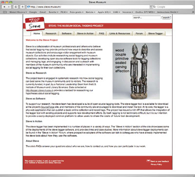 La home page del progetto Steve Museum